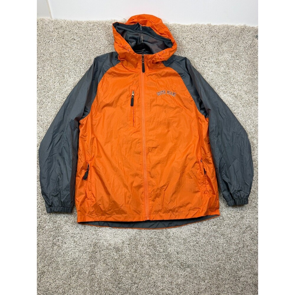 OHIDFYLE Since 81 Mens M Orange Gray South Miami Windbreaker Jacket Zip Pockets